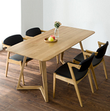 北欧实木餐桌椅组合 咖啡厅实木餐桌椅子组合电脑桌原木书桌餐厅