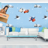 韩国纯纸壁纸代购 可爱卡通小汽车总动员星空 男孩儿童房卧室墙纸