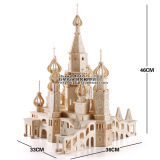 益智3d立体拼图木制玩具成人手工拼装建筑模型木头积木大城堡礼物