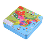 300片铁皮盒装木质拼图儿童动物早教益智玩具儿童学生划区包邮