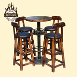 厂家直销：炭化酒吧桌椅实木高脚桌椅吧台桌椅阳台咖啡厅桌椅套件