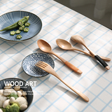 日式缠线创意木质勺叉套装木勺子饭勺汤勺叉子 实木环保餐具