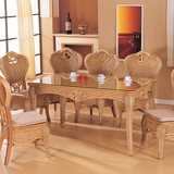 藤餐桌椅组合6人现代简约欧式长方形实木饭桌藤编家具小户形餐台