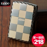正品zippo打火机黑冰图腾方格子BLOCK-3防风煤油芝宝zp正版旗舰店