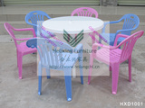 特价户外休闲塑料桌椅加厚塑料多色大排档餐桌椅泳池沙滩椅可插伞