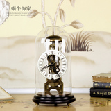 欧美式高档座钟豪华机械钟表客厅摆钟时钟创意玻璃罩摆件整点报时