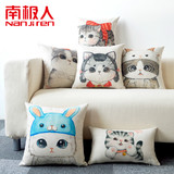 【天天特价】卡通猫咪抱枕棉麻沙发靠垫办公室布艺腰枕含芯
