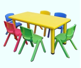 批发幼儿园6人塑料钢长方形加厚5梁环保学生学习儿童就餐桌子增高