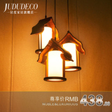 中式古典餐厅灯3头吊灯酒吧灯温馨复古实木灯具玄关楼梯灯餐厅灯