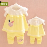 一周岁女宝宝夏季两件套装韩版娃娃衫婴幼儿童外出衣服0-1-2岁半