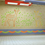鹿 大尺寸 立体水晶墙贴 搭配颜色 厂家直销 幼儿园 3D雕刻定制