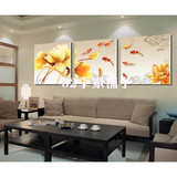 客厅装饰画现代简约沙发背景墙餐厅挂画无框三联家和万事兴九鱼图