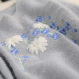 2015冬季高品质刺绣花朵海马毛毛衣女时尚修身圆领套头打底针织衫