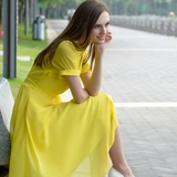 2016夏季女装连衣裙 大摆伴娘装礼服显瘦波西米亚度假黄色长裙