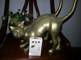 二手铜工艺品海外回流古旧 猫摆件一对 铜器收藏品软装艺术品