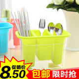 炫彩加厚优质塑料三筒筷子笼沥水筷筒厨房餐具分格餐具架收纳盒