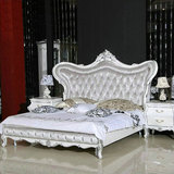 欧式实木布艺床古典雕花描银床双人公主床卧室1.8米双人拉钻婚床
