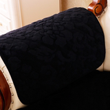 四季真皮法兰绒沙发垫布艺坐垫沙发套巾罩防滑欧式毛绒实木纯黑色
