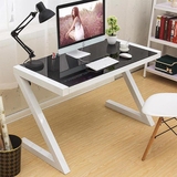 简约家用电脑桌台式办公桌子创意钢木书桌玻璃1.2米经济型写字台