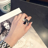 日韩国韩版时尚夸张水钻珍珠个性流苏装饰食指戒指女指环配饰品