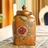 橡树庄园 美式复古陶瓷五谷杂粮储物罐摆件  家居彩绘工艺收纳罐