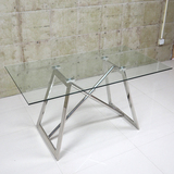 不锈钢餐桌钢化玻璃餐桌小户型餐台长方形创意餐桌