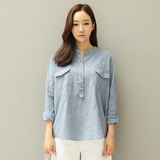 2016新夏装韩国SZ官网代购现货正品S173纯色中长款长袖套头女衬衫