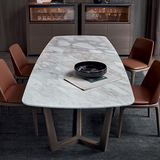 北欧小户型餐桌 水曲柳实木餐台简约现代大理石餐桌椅组合长方形
