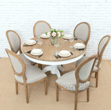 美式实木伸缩椭圆桌餐桌法式橡木园餐桌椅组合简约欧式做旧餐桌