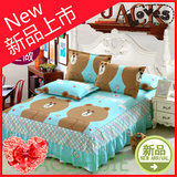 春夏韩式卡通全棉床裙单件床罩1.2米1.5m1.8米纯棉单人床儿童床单