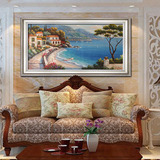 日康 地中海风情风景油画 手绘现代欧式壁画山水挂画 客厅装饰画