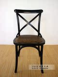 出口鑫墅原单餐椅 欧美美式法式背交叉椅子 仿古做旧简约风格餐椅