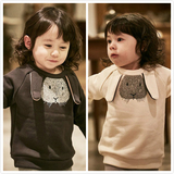 韩国代购童装婴儿装正品2015冬装男童女童抓绒兔子圆领加厚卫衣