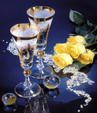 皇家KS黄玫瑰香槟十字绣酒杯水晶玫瑰十字绣餐厅新款客厅花草系列