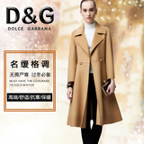 D&G/杜嘉班纳女装意大利正品代购高档大气修身长款羊毛呢大衣外套