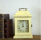 新款zakka 杂货 欧式复古座钟 创意家居饰品 收纳木质工艺品