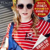 预售165太平鸟女装2016夏季新品条纹T恤针织衫 圆领短袖A4EE62320