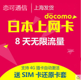 日本上网卡 达摩8天DOCOMO不限流量 电话手机上网资费卡 4G手机卡