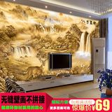 中式山水大型壁画风水聚财电视背景墙壁纸客厅卧室沙发无缝3d墙纸
