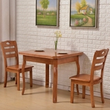 现代简约小户型可伸缩餐桌 实木餐桌椅组合4 6人正方形木饭桌折叠