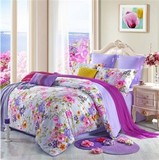 蓝丝羽 全棉纯棉斜纹四件套 美丽花卉 紫寐 床上用品 新品上市