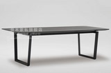 简约现代美式乡村实木贴面黑橡木色厚台面不锈钢腿餐桌定制会议桌