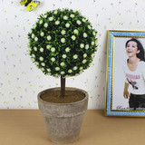 仿真花卉盆栽 绿色盆景植物 球型假花草球 室内桌面装饰小摆件