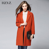 HZVZ欧美简约2016春新品修身显瘦中长款职业休闲西服小西装女外套