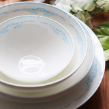 欧式西餐骨瓷餐具套装高档4人家用陶瓷碗盘子碟创意釉中彩蓝纹