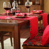 现代美中式高档桌旗桌布餐垫西餐布艺时尚简约 大红色结婚宴庆