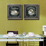 咖啡杯有框装饰画新古典后现代欧美式客厅餐厅展厅双联背景壁画