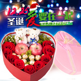 深圳同城鲜花红玫瑰礼盒预定圣诞节礼物鲜花盒速递平安夜生日福田