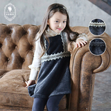 2015秋冬装新款韩国童装儿童毛毛绒背带裙女童加厚背心裙连衣裙子