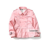 外贸女童风衣2016春秋新款儿童小裙摆短款粉色英伦外套